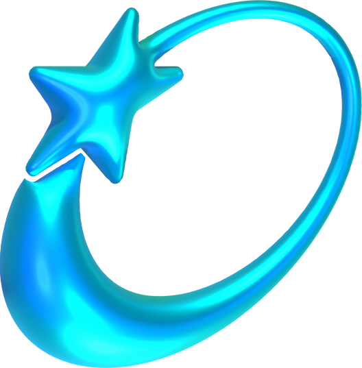 Metallic Blue 3D Y2K Element Star